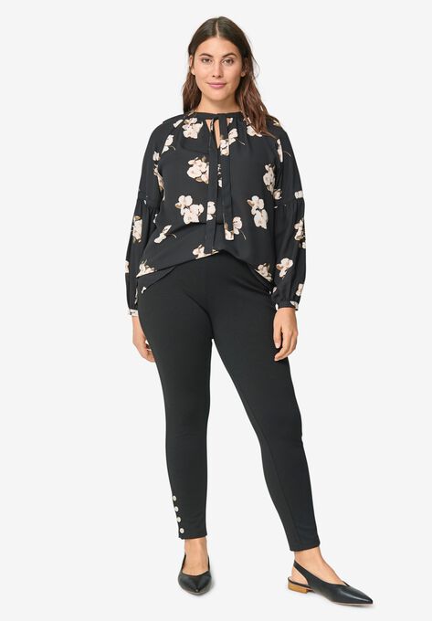 Snap-Hem Ponte Leggings, , alternate image number null