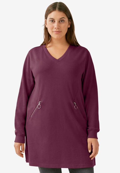Zip-Pocket Sweatshirt, MIDNIGHT BERRY, hi-res image number null