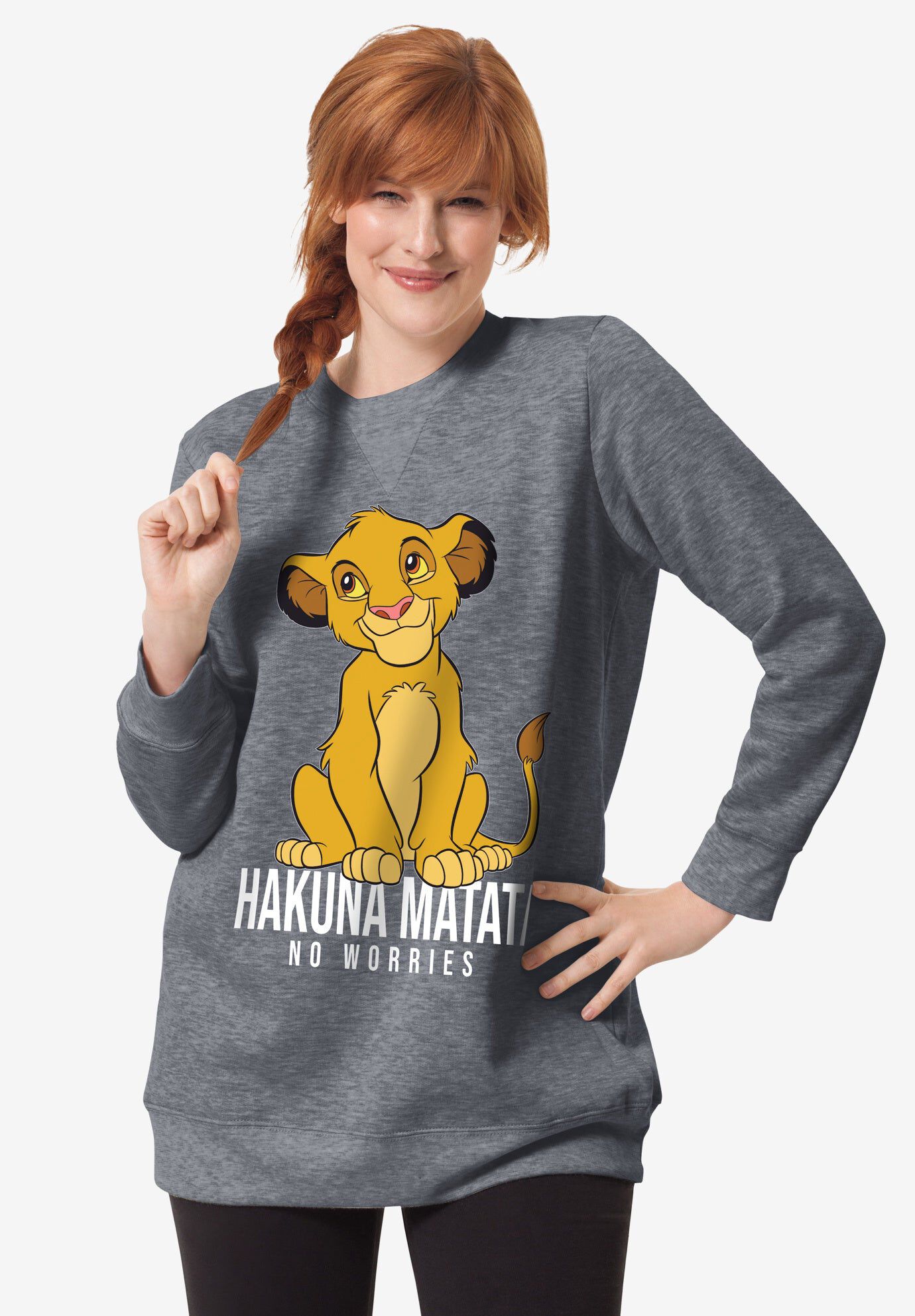 Disney Fleece Sweatshirt, MEDIUM HEATHER GREY SIMBA, hi-res image number 0
