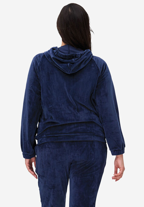 Velour Zip-Front Hoodie, , on-hover image number null