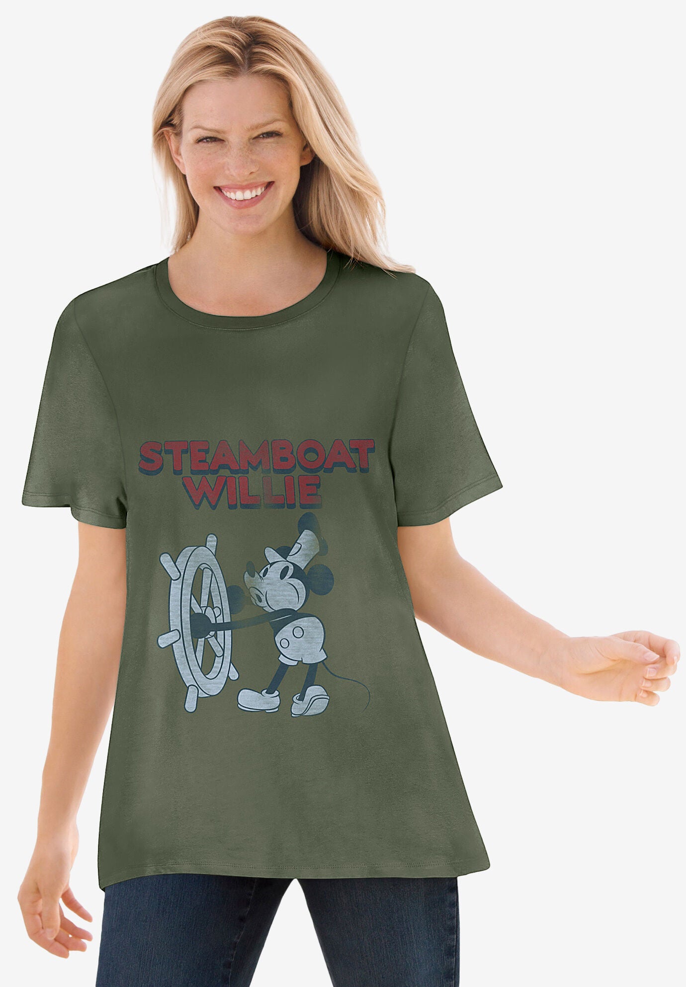 Disney Short Sleeve Vintage Mickey, OLIVE GREEN VINTAGE MICKEY, hi-res image number 0