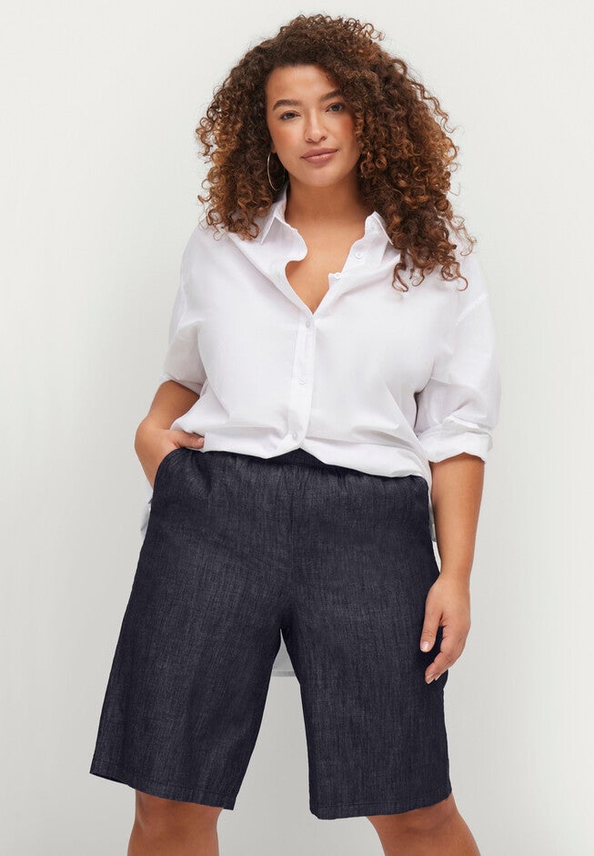 Elastic Waist Pull-On Denim Shorts, , alternate image number null