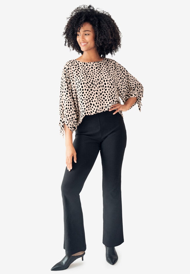 Stretch Bootcut Pants With Side Zip, , alternate image number null