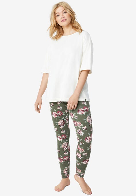 2-Piece Legging Sleep Set, GREEN FERN FLORAL, hi-res image number null