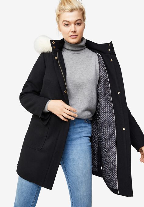Side-Snap Wool Parka, BLACK, hi-res image number null