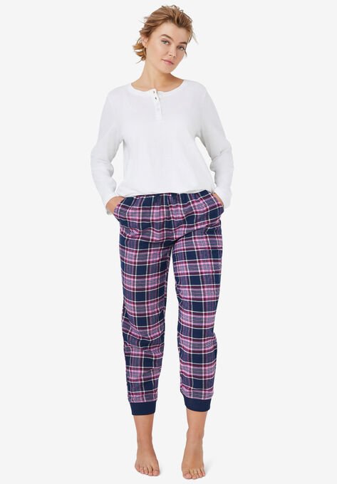 Plaid Flannel Sleep Pants, NAVY PINK PLAID, hi-res image number null