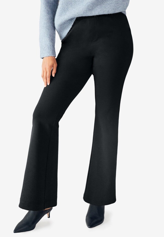 Knit Bootcut Pants With Pockets, BLACK, hi-res image number null