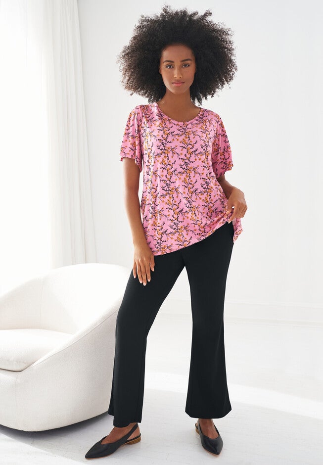 Knit Bootcut Pants With Pockets, , alternate image number null