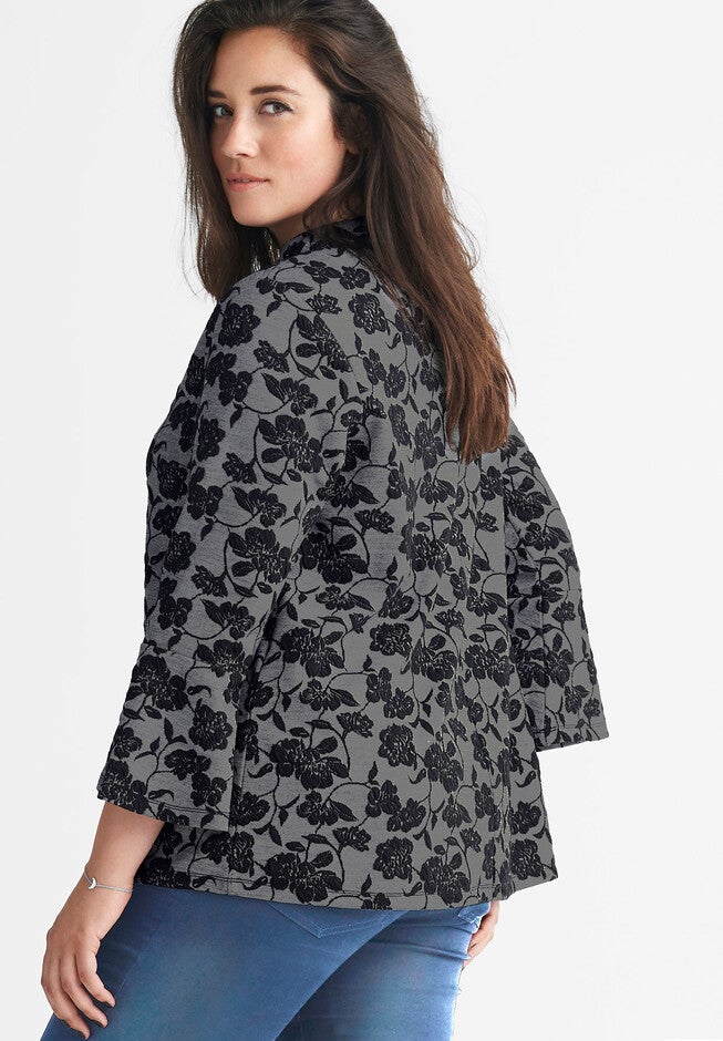 Mock Neck Jacquard Top, , on-hover image number 1
