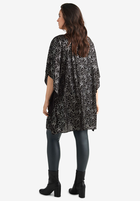 Star Print Poncho Tunic, , on-hover image number null