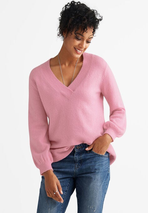 Crossover V-Neck Pullover, LIGHT PINK, hi-res image number null