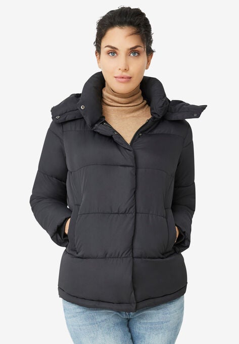 Short Hooded Puffer, BLACK, hi-res image number null