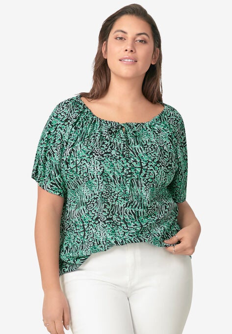 Keyhole Peasant Blouse, , alternate image number null
