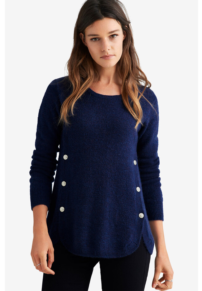 ellos Women's Plus Size Ribbed Turtleneck Tunic Sweater, 18/20 - Dream Blue