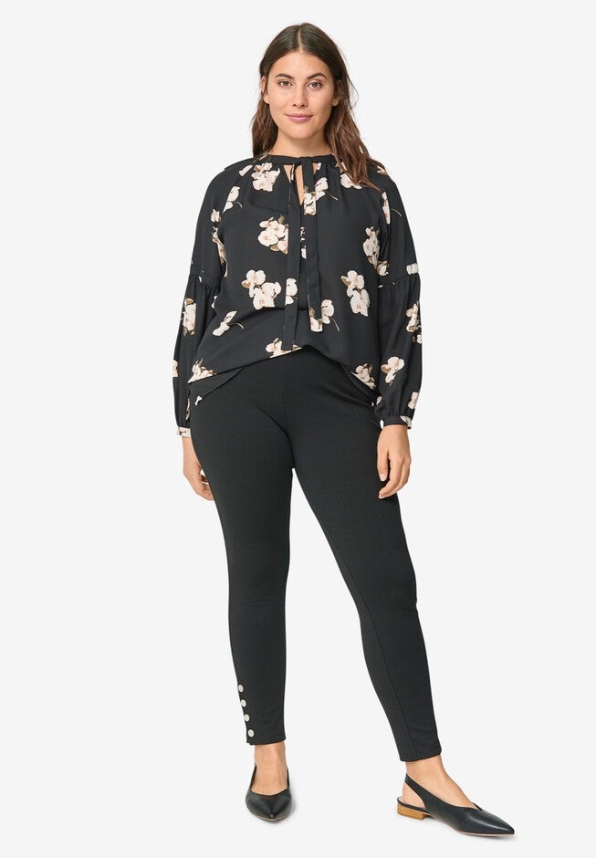 Snap-Hem Ponte Leggings, , alternate image number null