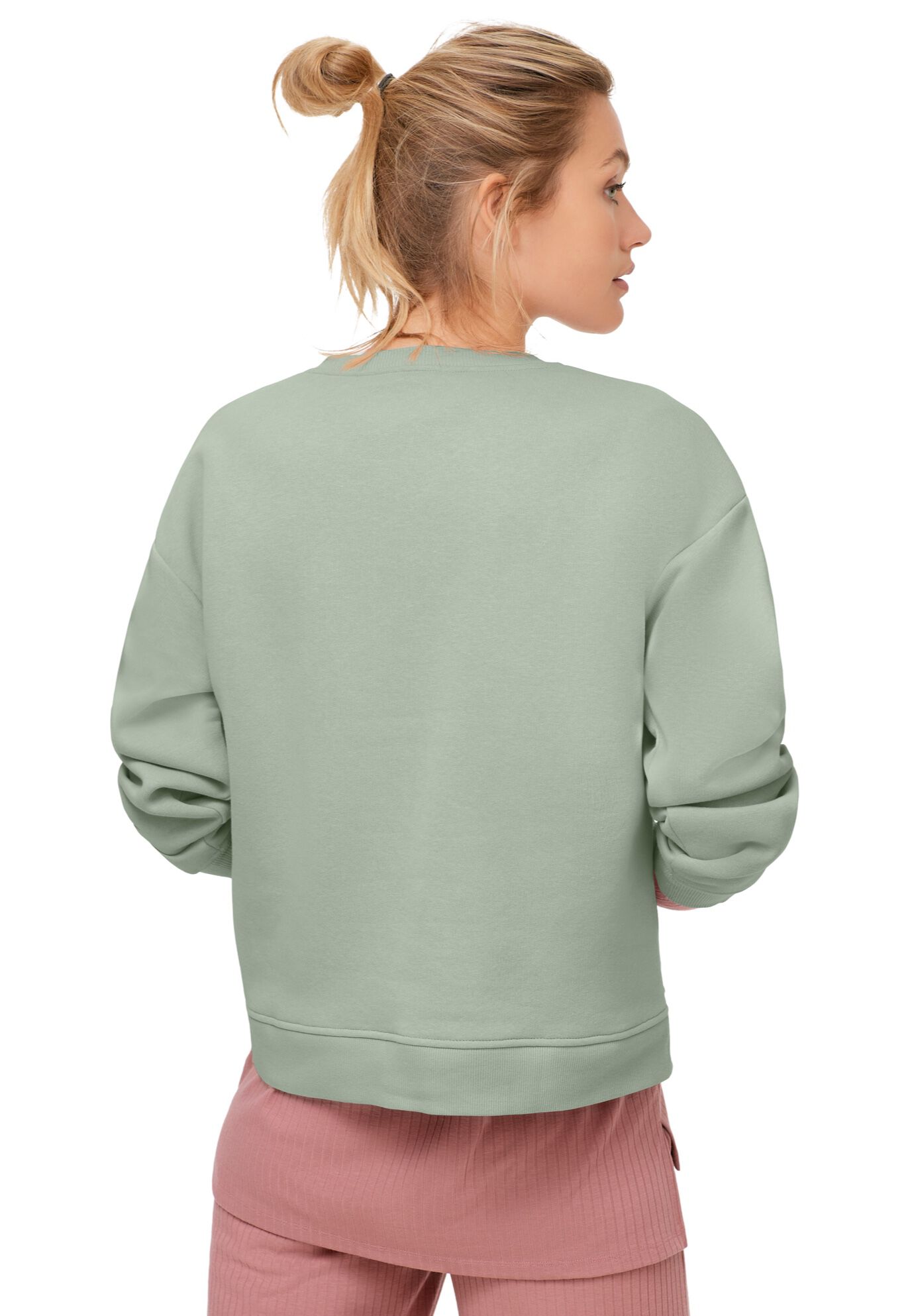 Boxy Fleece Sweatshirt, DESERT SAGE, on-hover image number 1