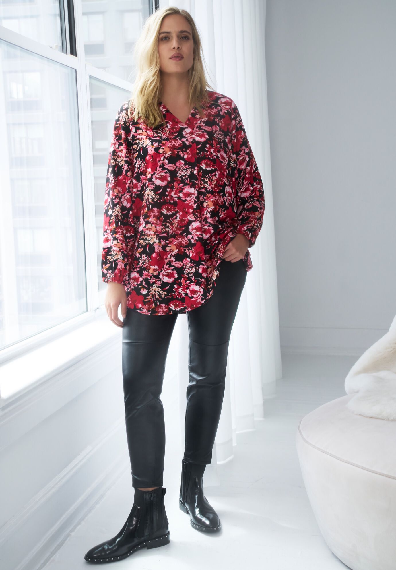 Long Sleeve Inverted Pleat Tunic, , alternate image number 2