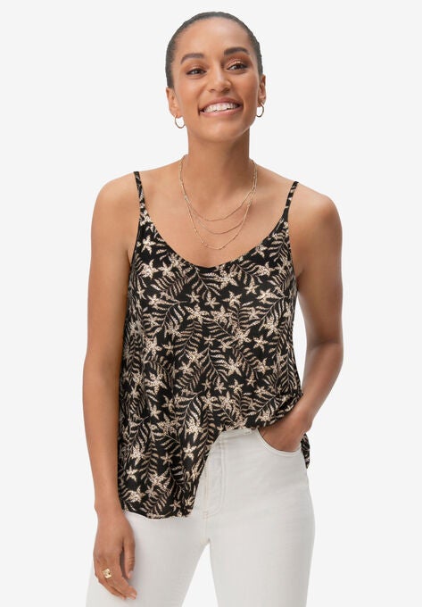 A-line Print Tank, BLACK TAN FERN PRINT, hi-res image number null