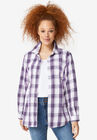 Plaid Flannel Shirt, PURPLE IVORY PLAID, hi-res image number 0