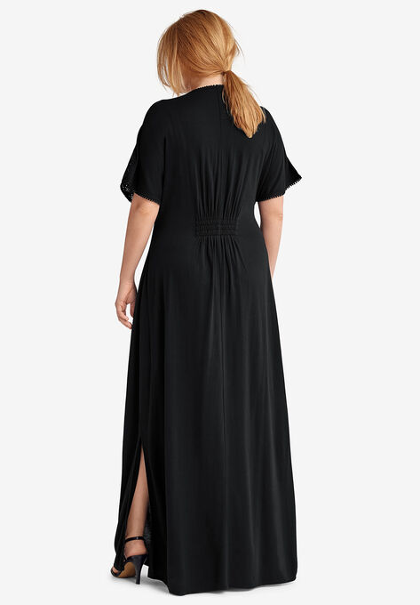 Eyelet Trim Knit Maxi Dress, , on-hover image number null