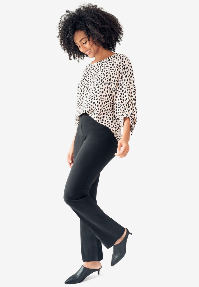 Stretch Bootcut Pants With Side Zip, , alternate image number null