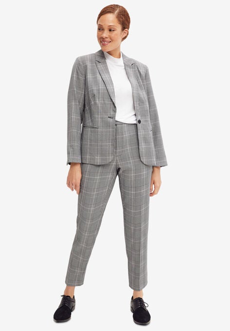 Everyday Blazer, BLACK WHITE PLAID, hi-res image number null