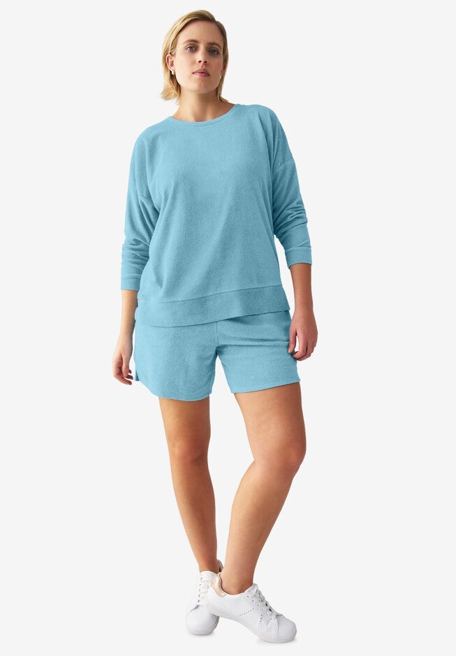Terry Cloth Sweatshirt, BLUE SEA, hi-res image number null