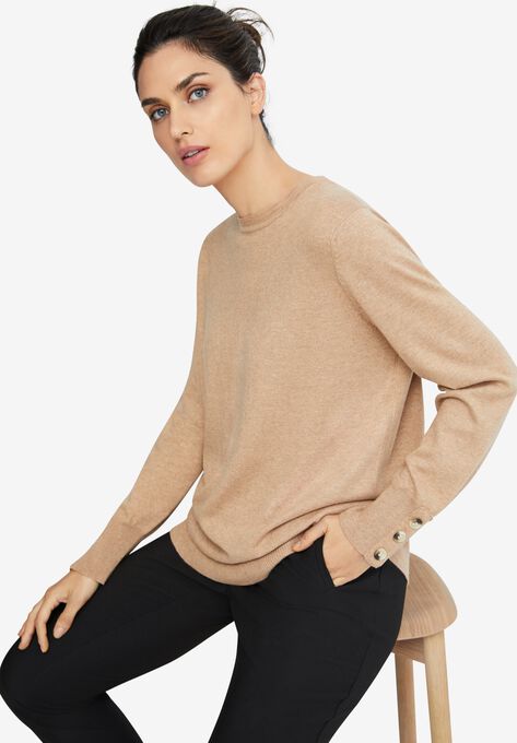 Button-Cuff Pullover, , alternate image number null