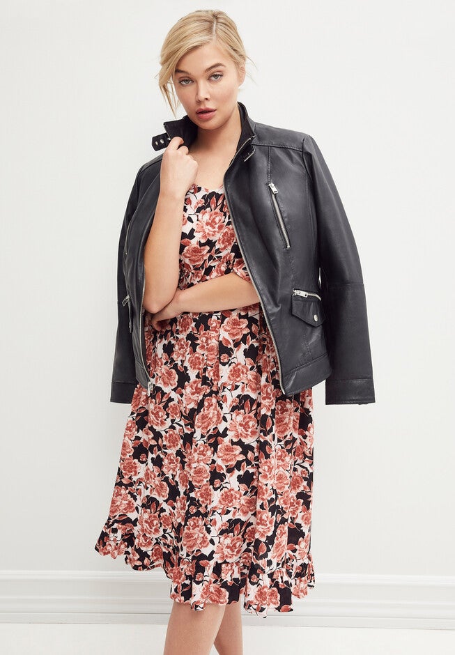 Empire V-Neck Ruffled Dress, , alternate image number 2