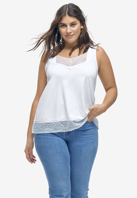 Lace-Trim Tank, , alternate image number null