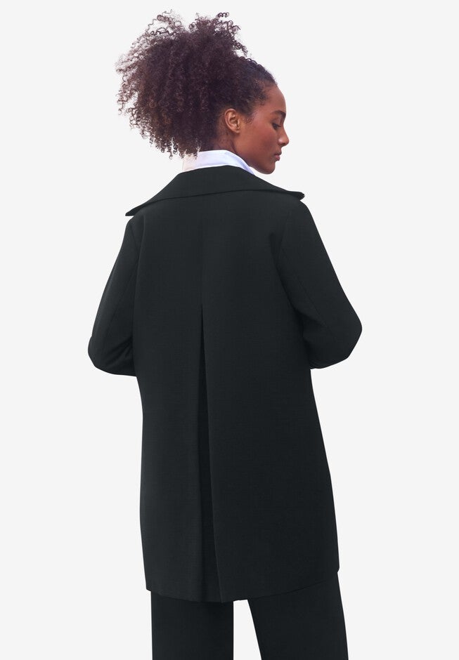 Zip-Front A-Line Coat With Back Inverted Pleat, , on-hover image number null