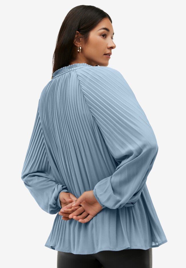 Pleated Full Sleeve Blouse, , on-hover image number null