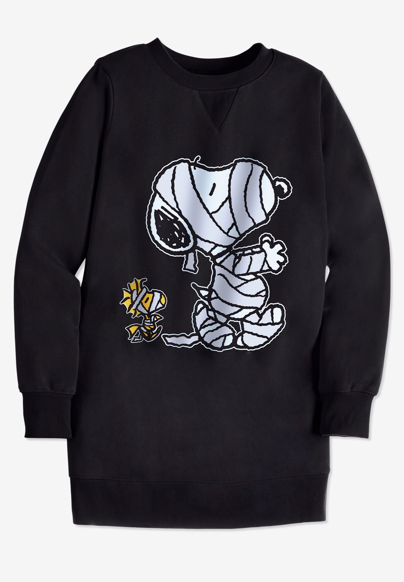 Peanuts Long-Sleeve Fleece Sweatshirt Black Mummy Snoopy, , alternate image number 2