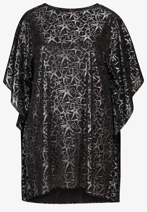 Star Print Poncho Tunic, , alternate image number null