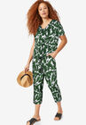 Tie-Front Tee, WHITE DOT LEAF PRINT, hi-res image number null
