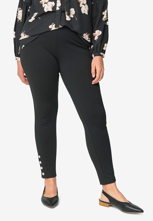 Snap-Hem Ponte Leggings, , alternate image number null