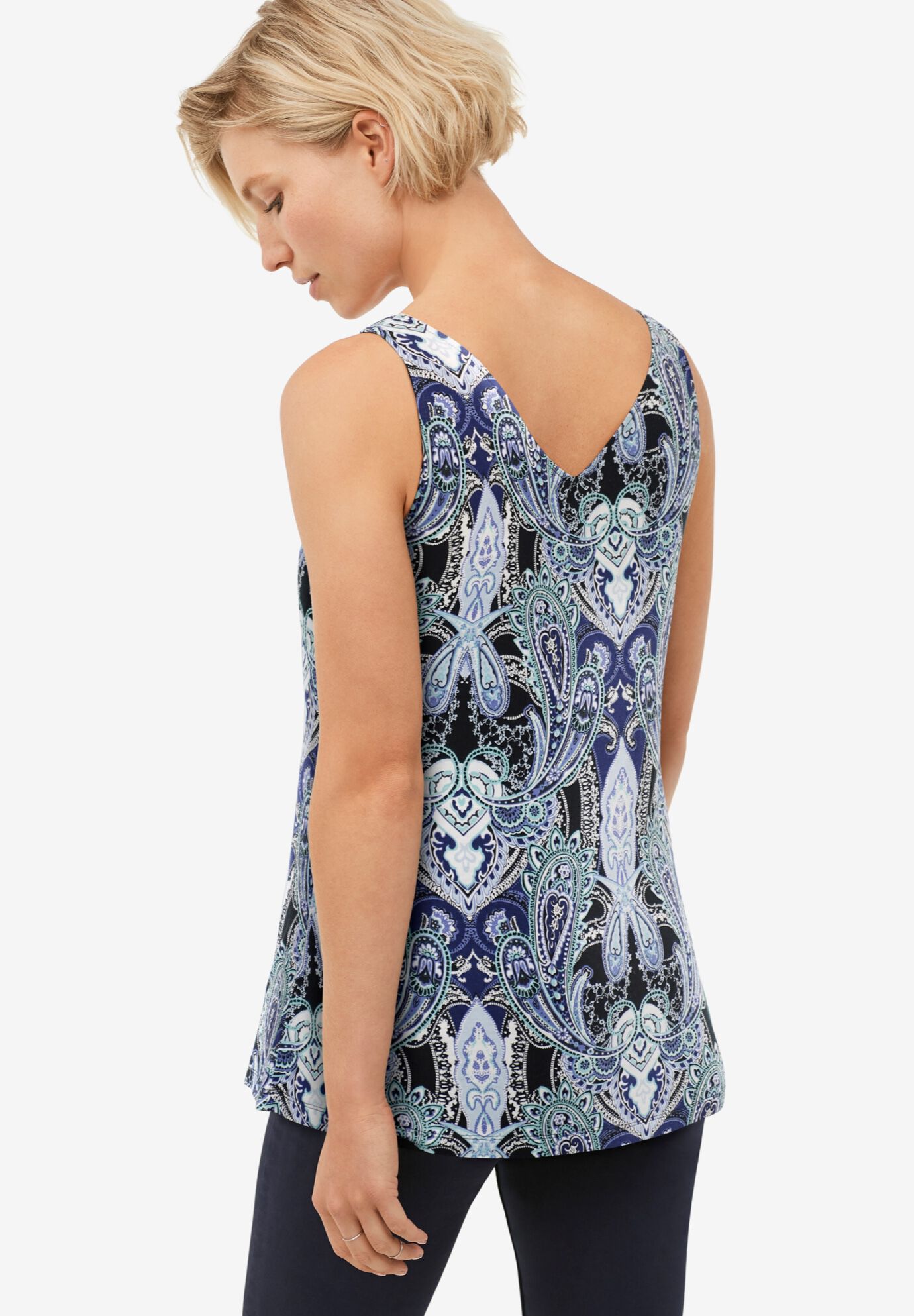 A-Line Tank, BLUE PAISLEY PRINT, on-hover image number 1