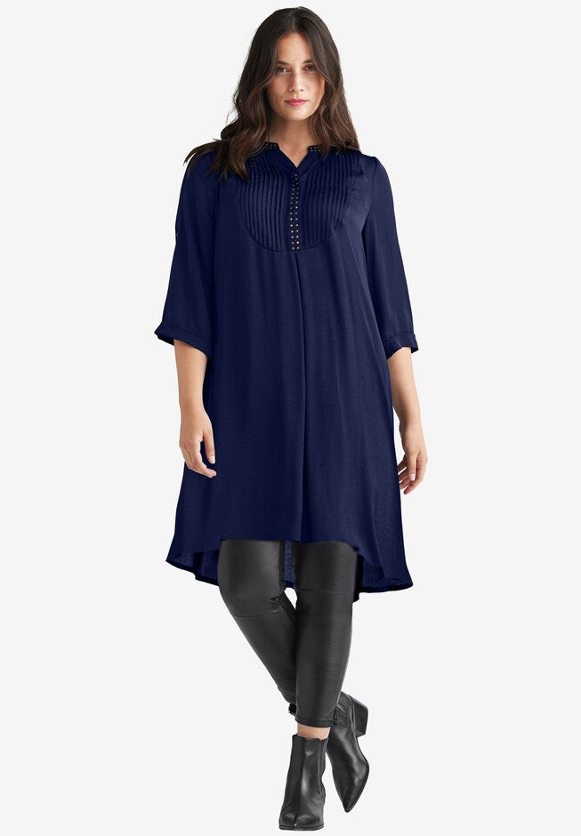 Studded Tunic Dress, NAVY, hi-res image number 0