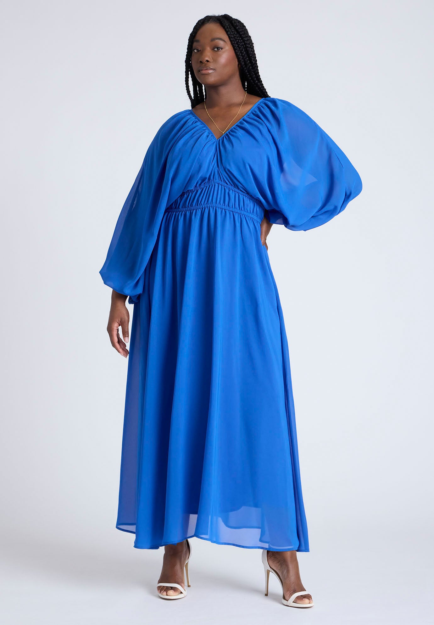 Chiffon Balloon Sleeve Maxi Dress image number 0