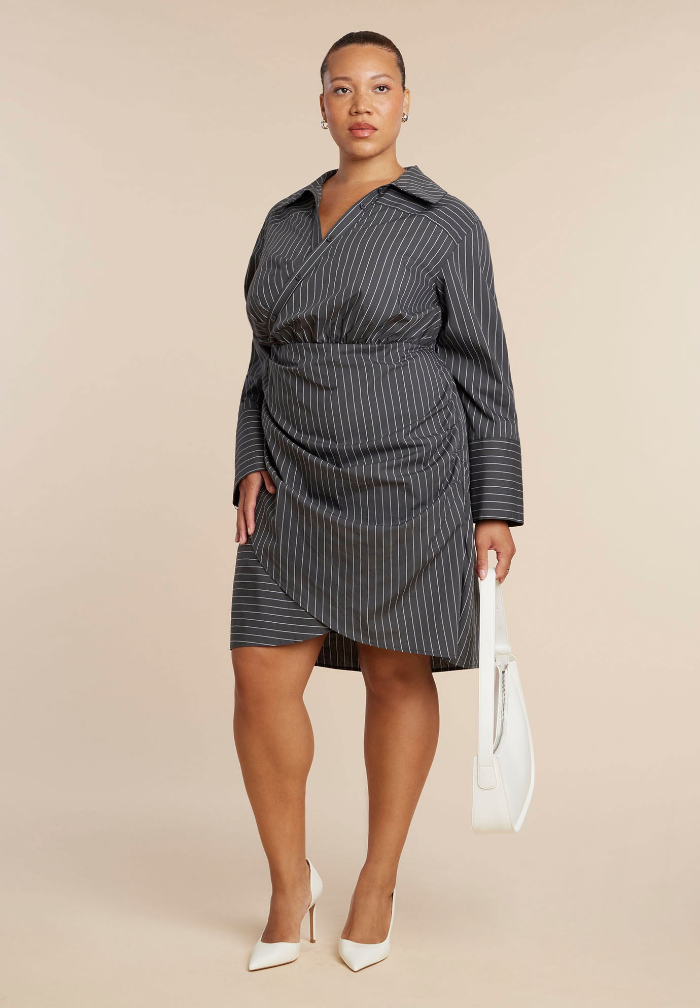 Asym Striped Shirt Dress image number 3