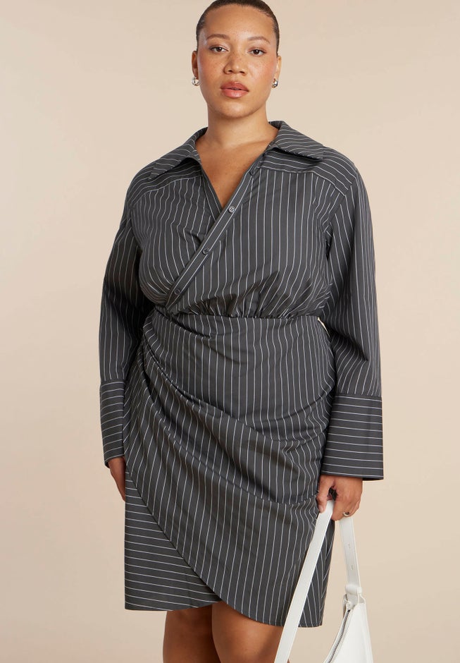 Asym Striped Shirt Dress image number 5