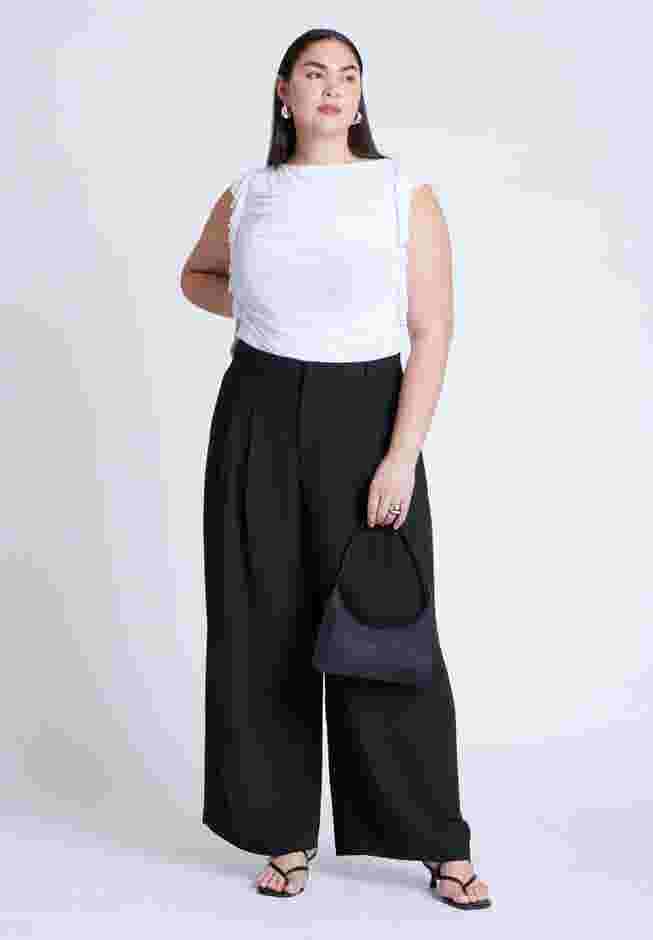 Shirred Mesh Top With Shoulder Flounces image number 4