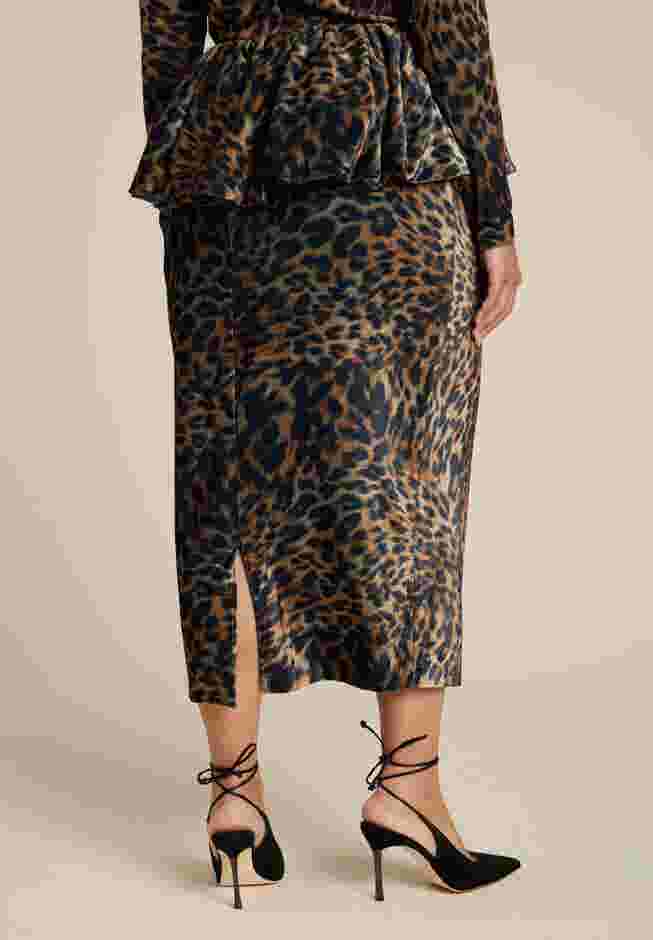 Leopard Velvet Bubble Peplum Skirt image number 3