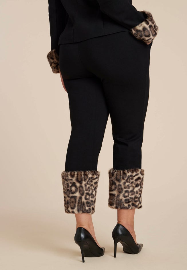 Leopard Faux Fur Trim Pant image number 3