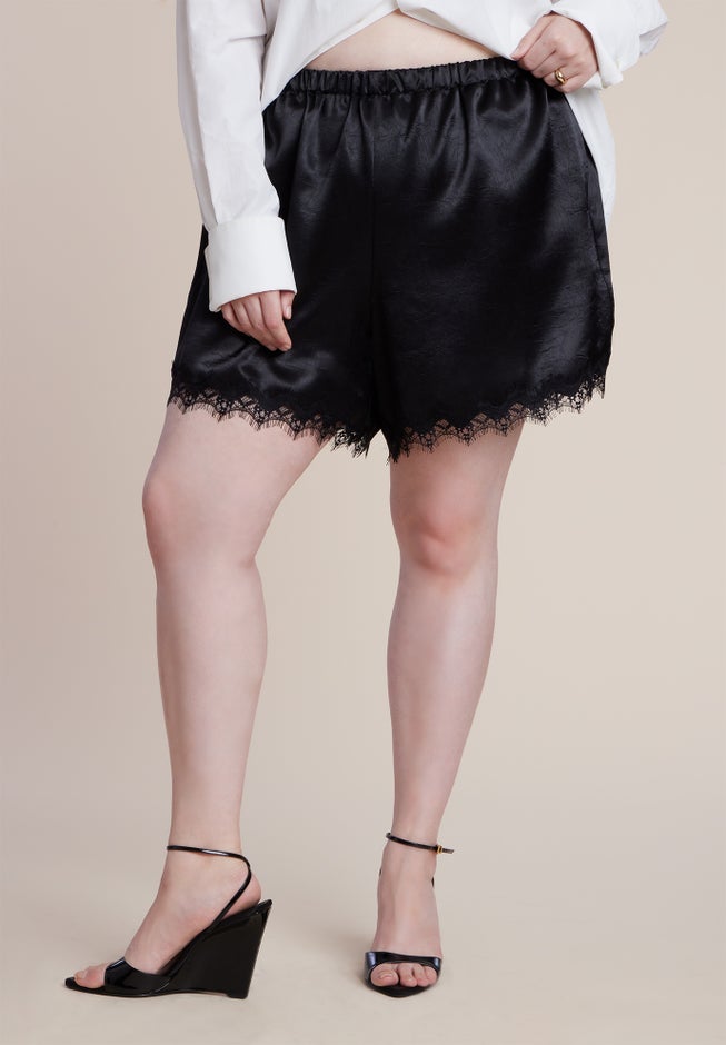 Satin Lace Trim Short image number 1