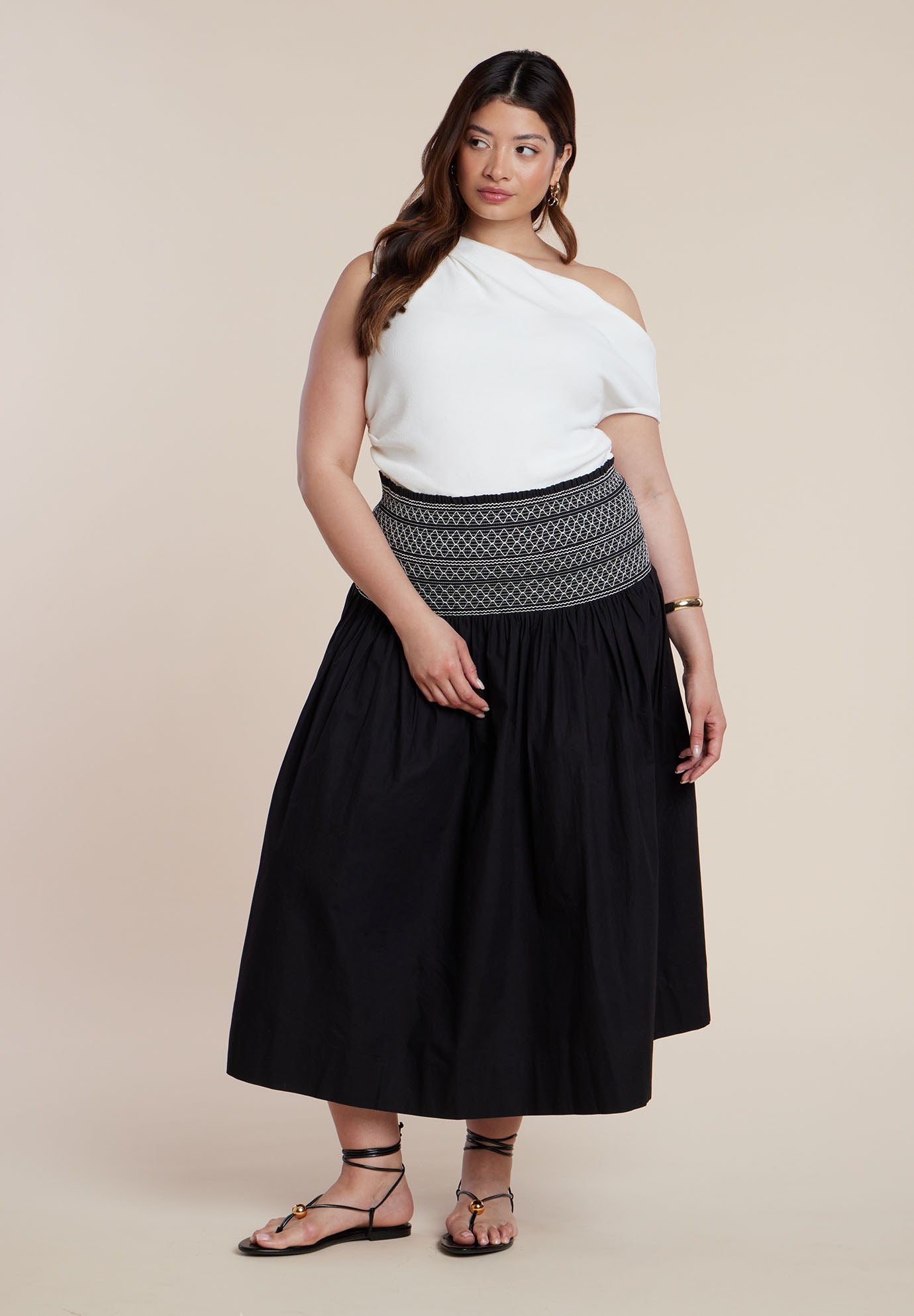 Smocked Flare Maxi Skirt image number 0