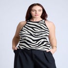 Printed Sweater Tank image number null