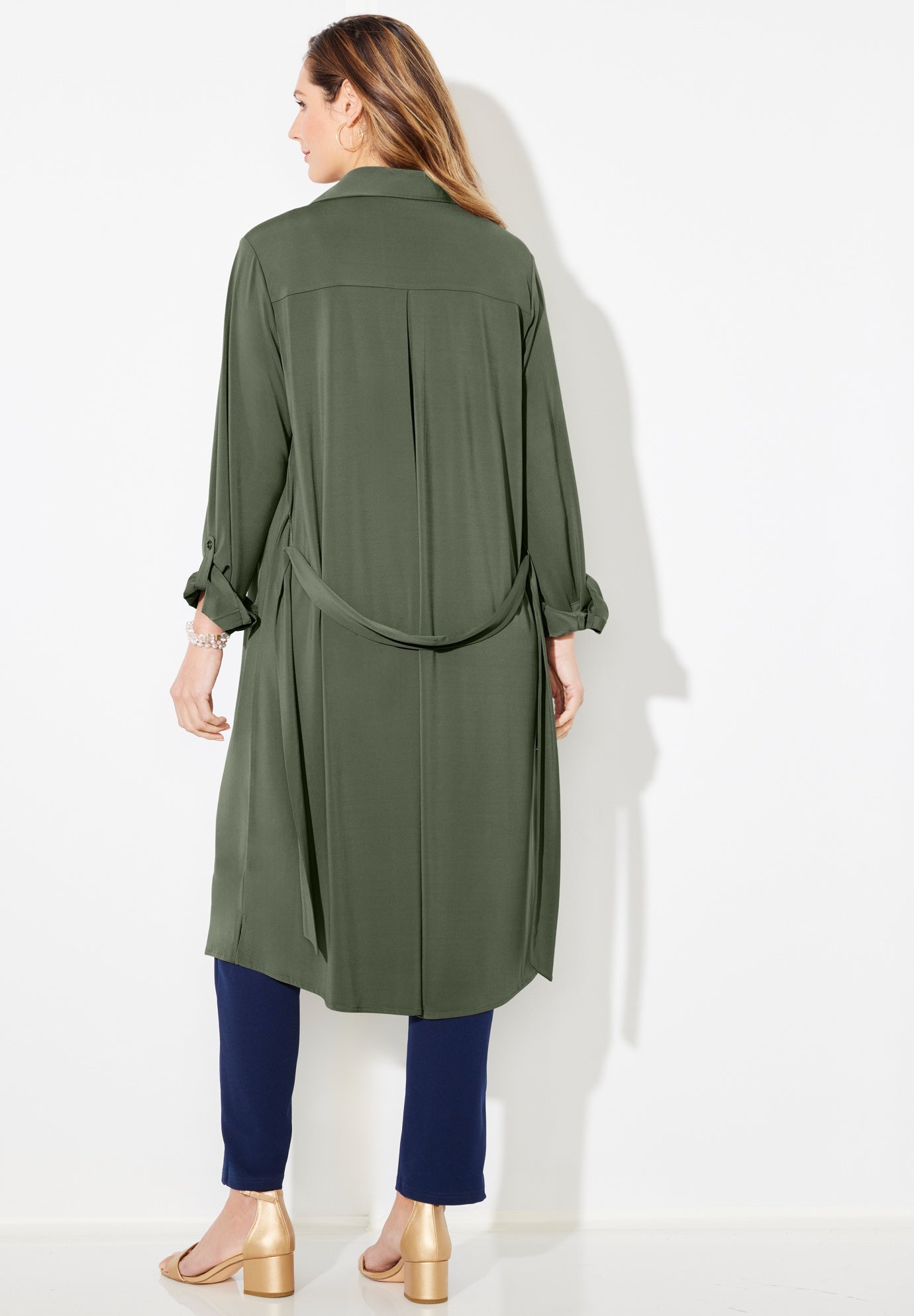 Convertible Buttonfront Shirt Dress image number 1