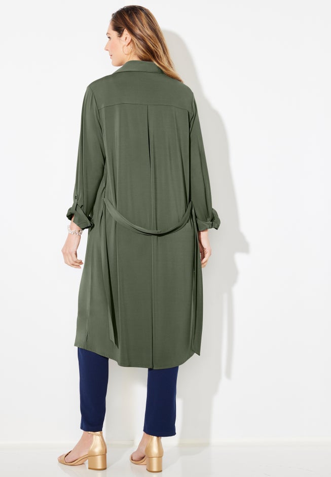Convertible Buttonfront Shirt Dress image number 1