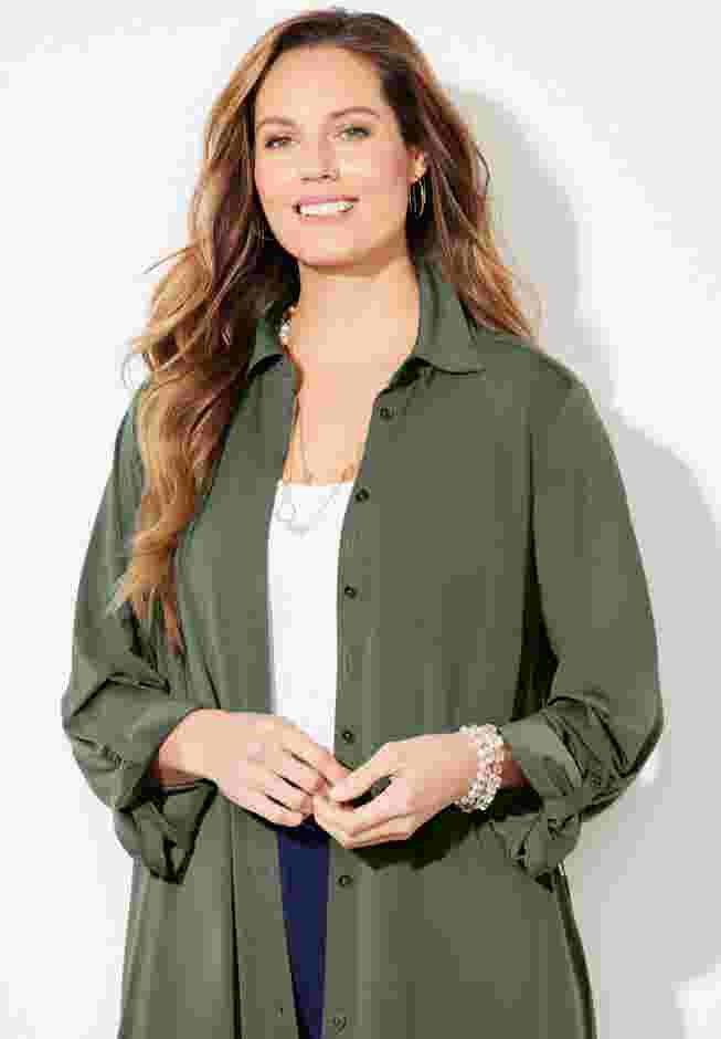 Convertible Buttonfront Shirt Dress image number 3